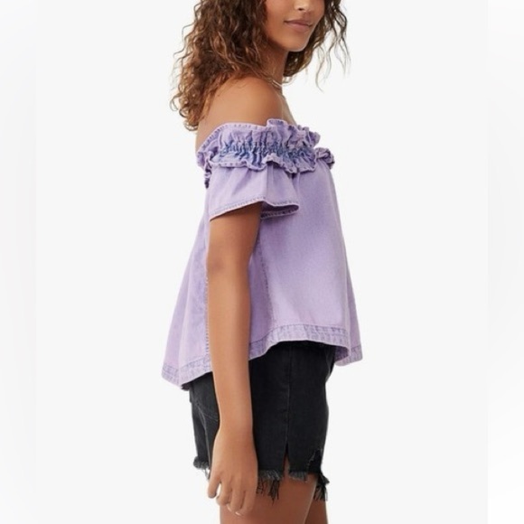 NWOT Free people Maxine ruffle off the shoulder top. Size XS - Picture 2 of 6